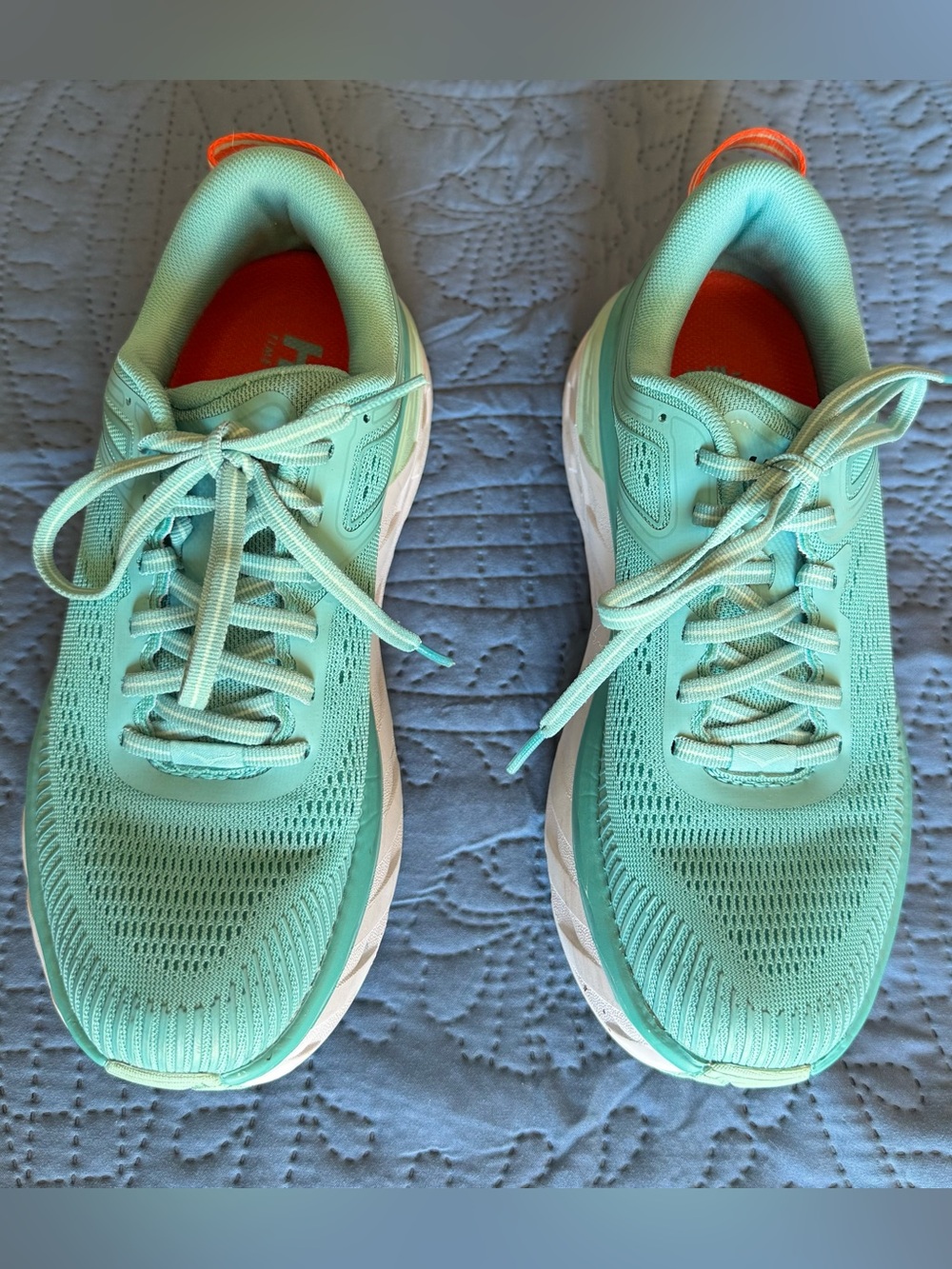 HOKA BONDI 7 Women's Light Blue-Aqua Running Shoes - Picture 4 of 8